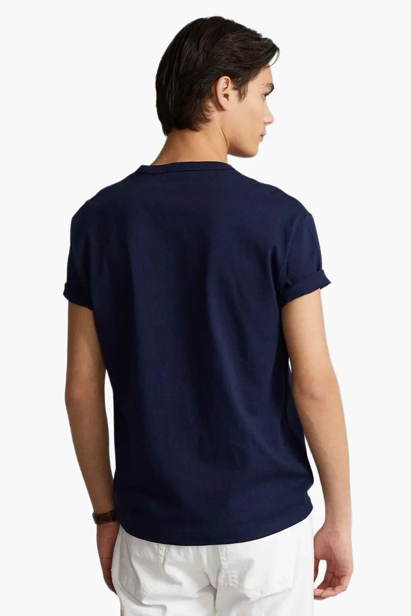 POLO RALPH LAUREN Men Classic Regular Fit T-Shirt in Newport Navy/Red Cotton 2