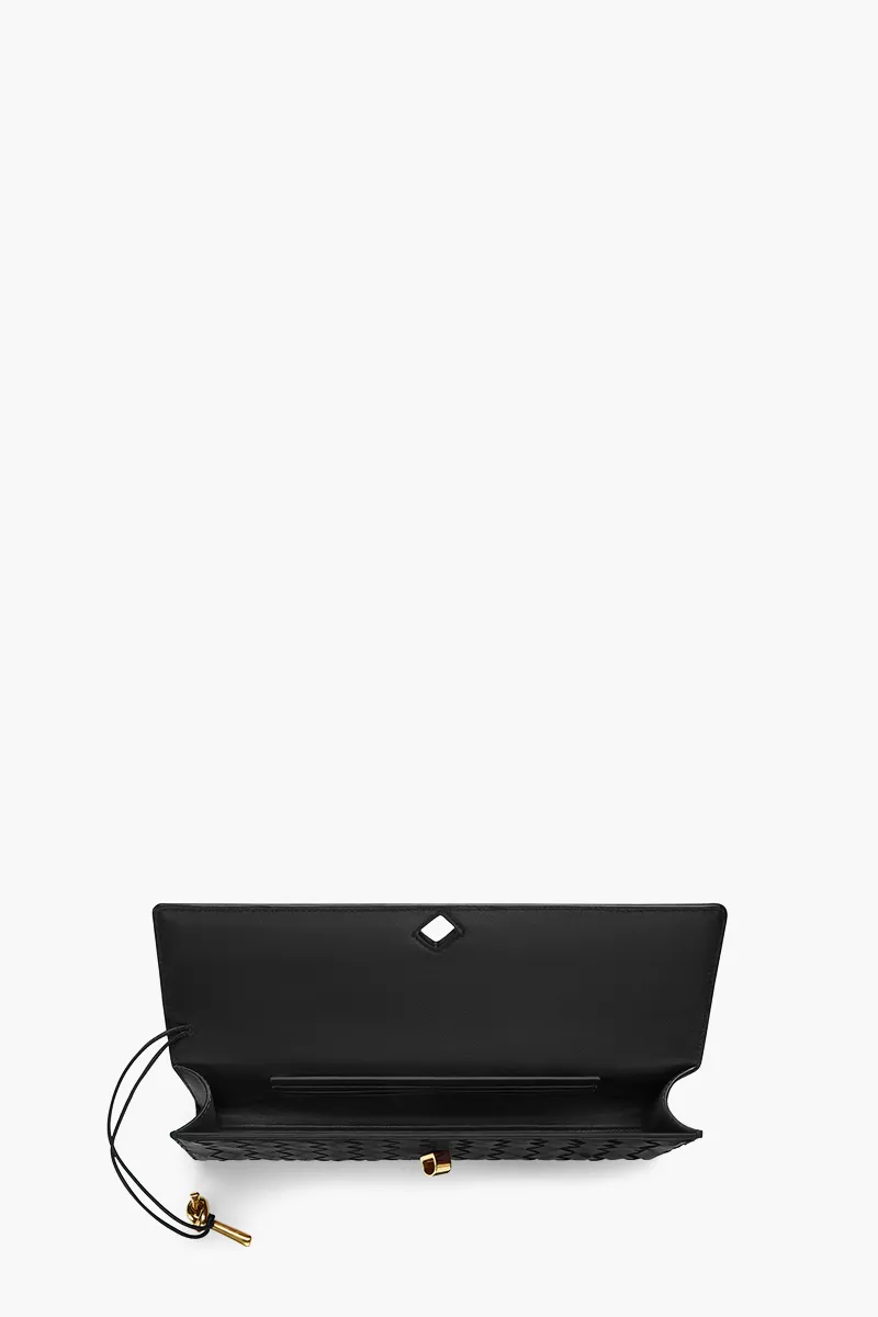 BOTTEGA VENETA Andiamo Intrecciato Long Clutch in Black with Handle 3