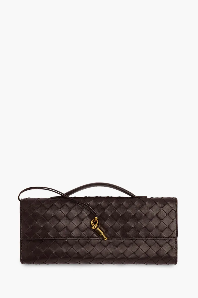 BOTTEGA VENETA Andiamo Intrecciato Long Clutch in Fondant with Handle 0