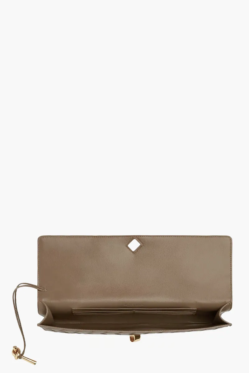 BOTTEGA VENETA Andiamo Intrecciato Long Clutch in Pinecone with Handle 1