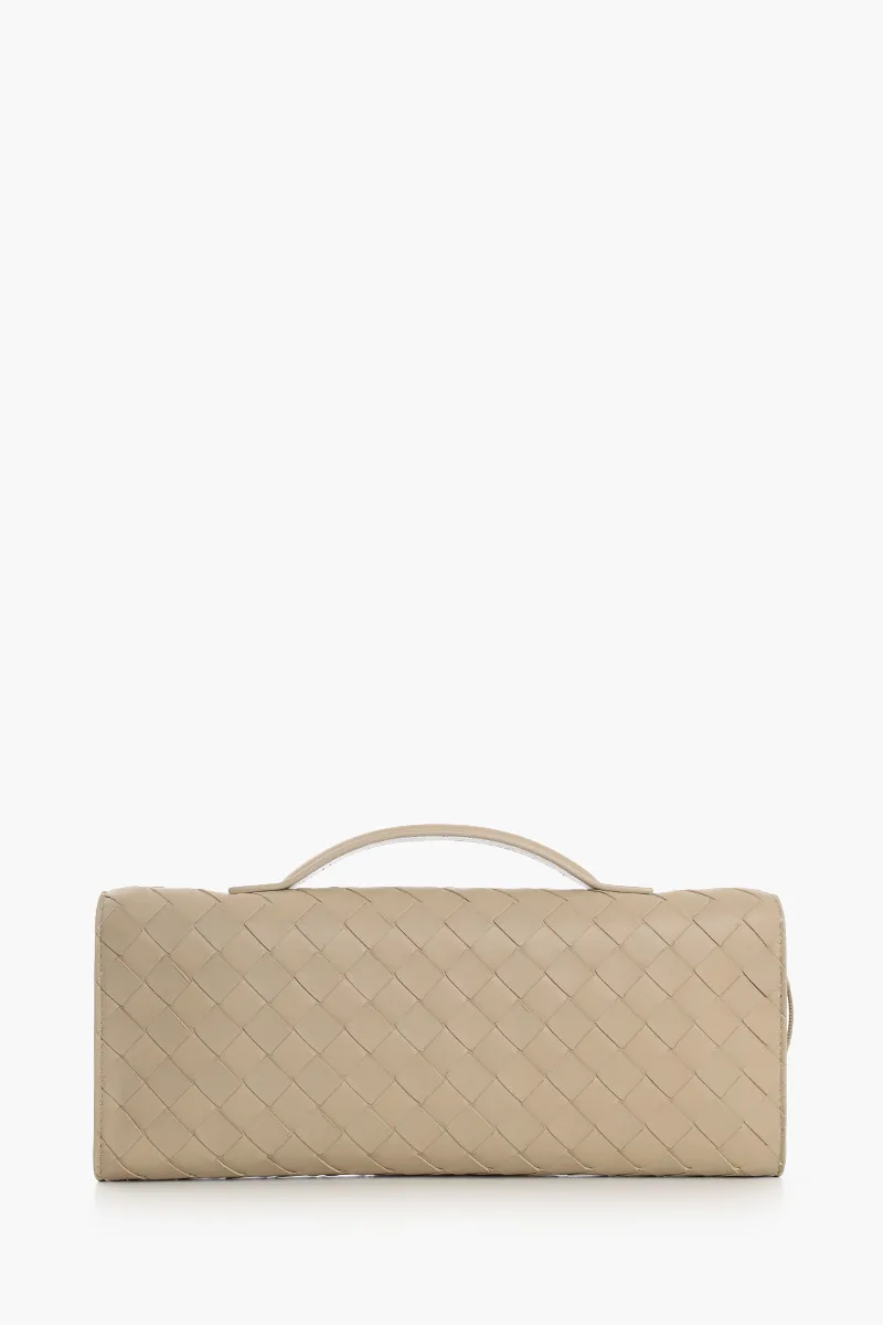 BOTTEGA VENETA Andiamo Intrecciato Long Clutch in Ecru with Handle 2