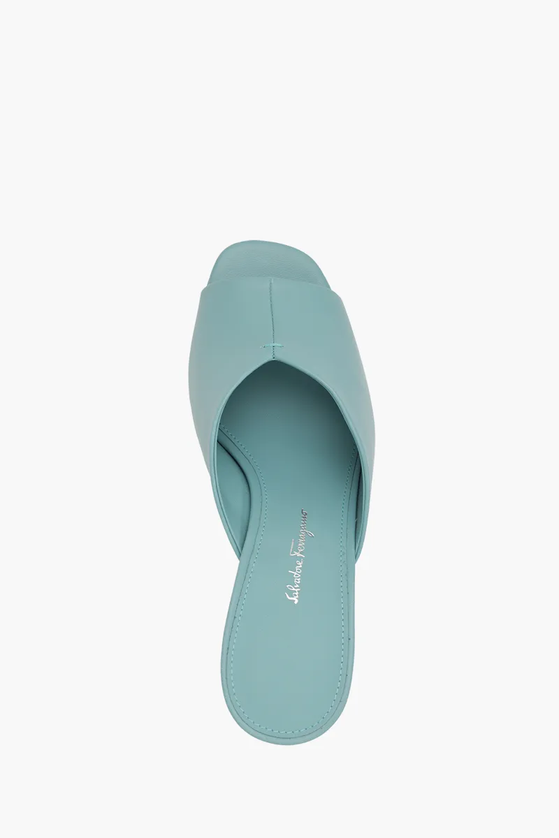 FERRAGAMO Sansu F-Heel Pump 85mm Sandals in Turquoise Nappa Leather 3
