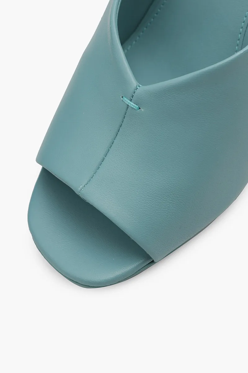 FERRAGAMO Sansu F-Heel Pump 85mm Sandals in Turquoise Nappa Leather 4