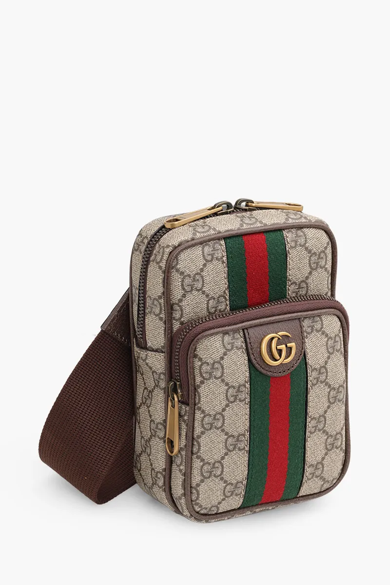 GUCCI Mini GG Supreme Ophidia Sling Bag in Beige/Ebony 2