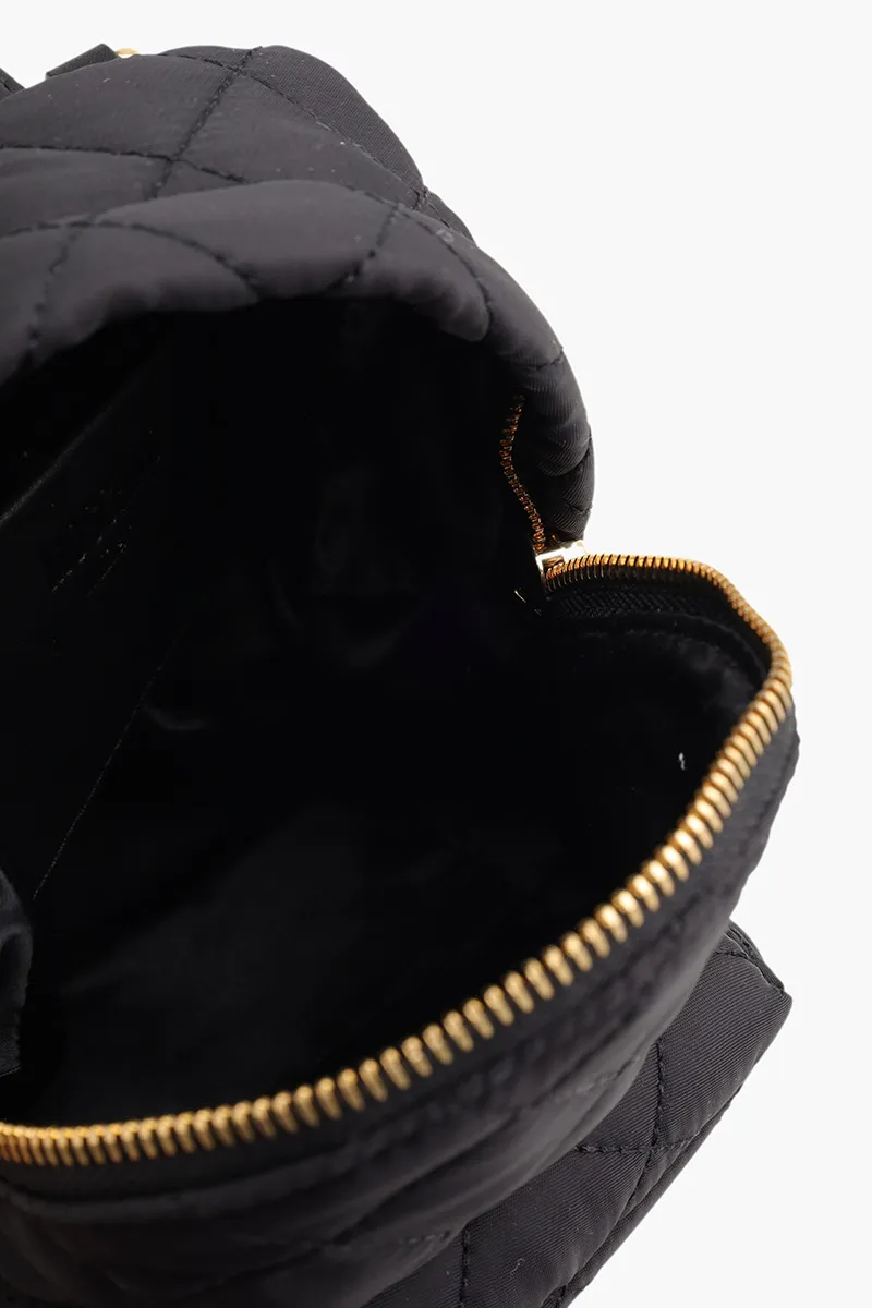 MOSCHINO Bebeboo Logo Backpack in Black Quilted with Gold Logo 3
