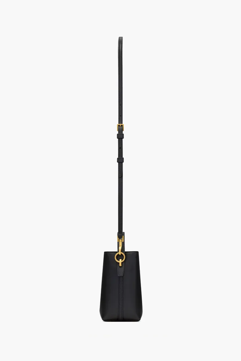 SAINT LAURENT Mini Le 37 Bucket Bag in Black Shiny Calfskin Leather 1