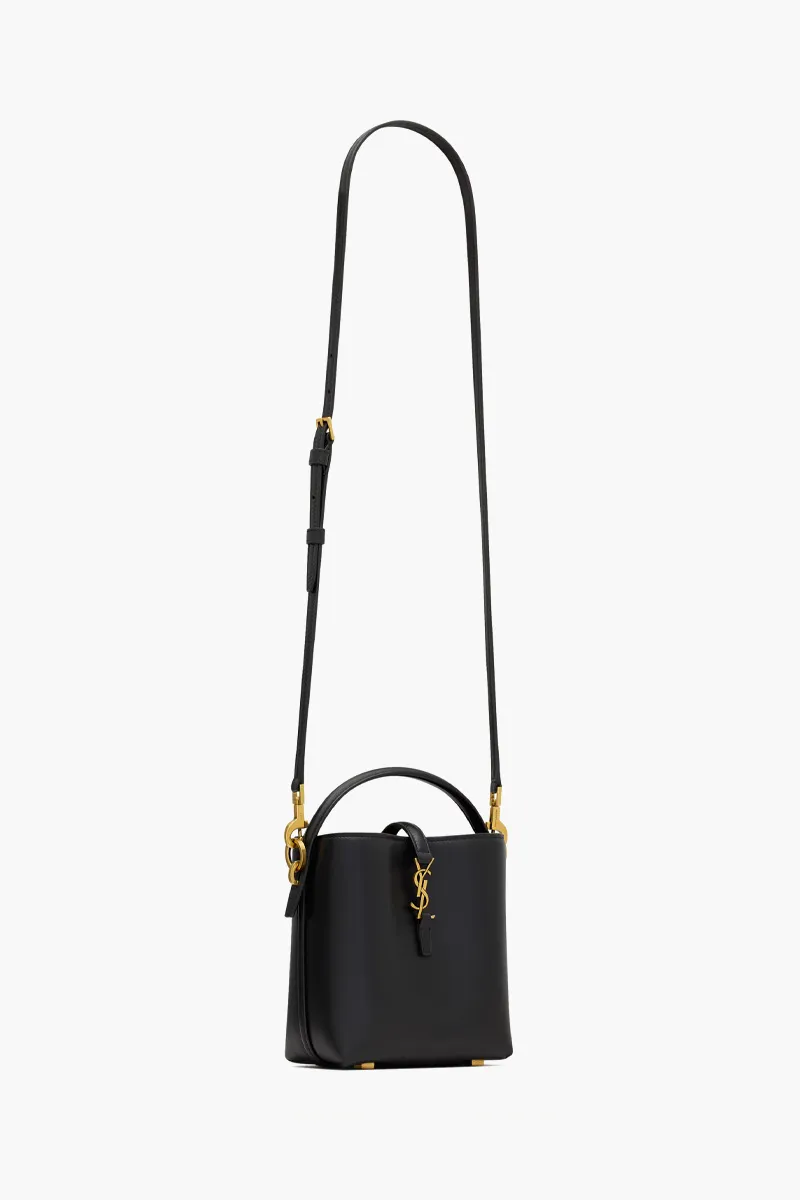 SAINT LAURENT Mini Le 37 Bucket Bag in Black Shiny Calfskin Leather 2