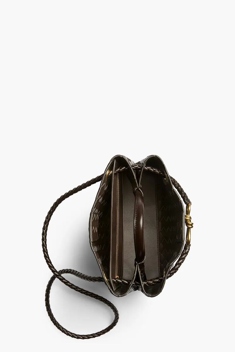BOTTEGA VENETA Small Andiamo Intrecciato Top Handle Shoulder Bag in Fondant Lambskin 3