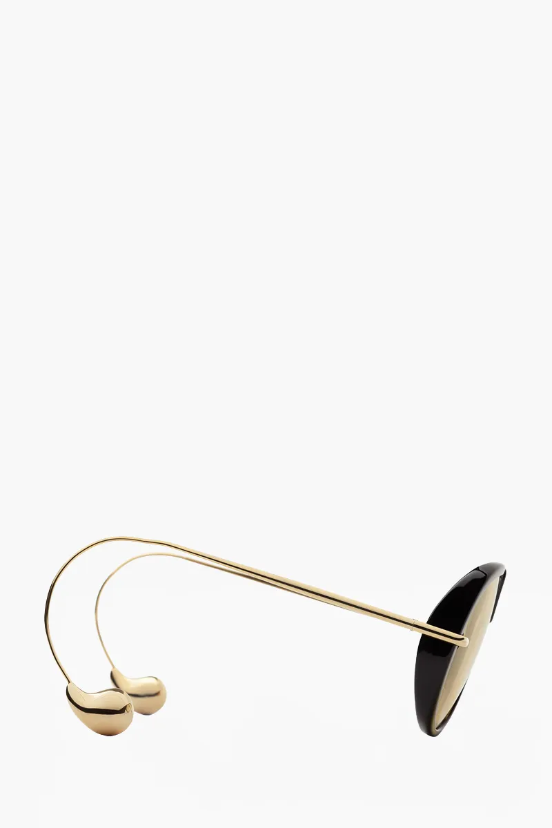 BOTTEGA VENETA Women Drop Aviator Sunglasses in Black/Yellow Acetate
 1