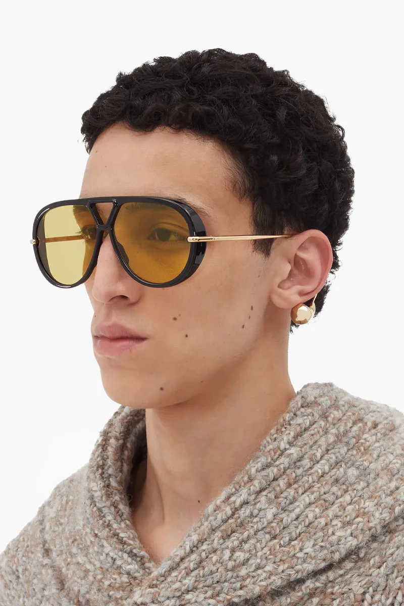 BOTTEGA VENETA Women Drop Aviator Sunglasses in Black/Yellow Acetate
 3