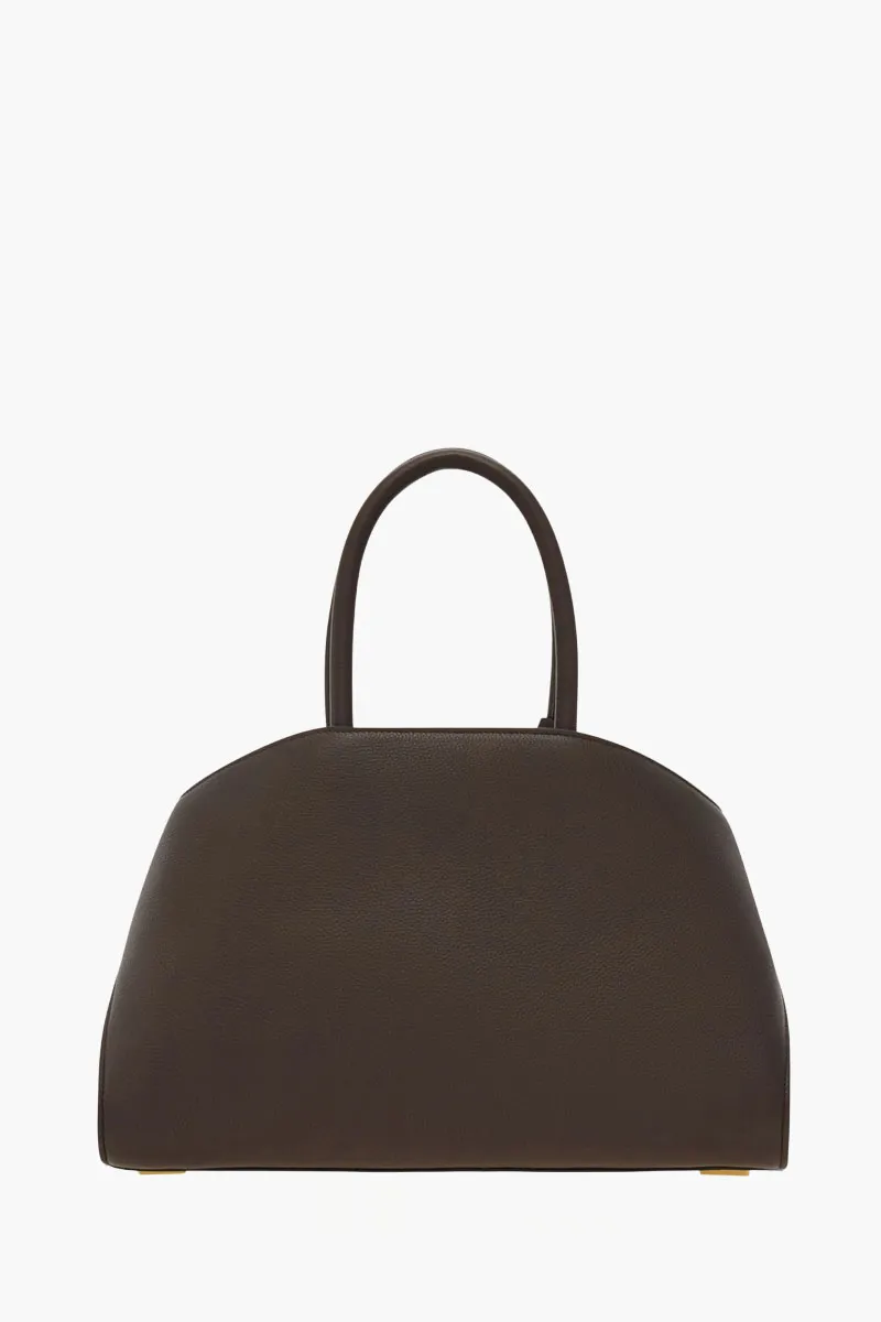 FERRAGAMO Medium Hug Two-Tone Handbag in Dark Brown/Burnt Ochre Hammered Calfskin 2