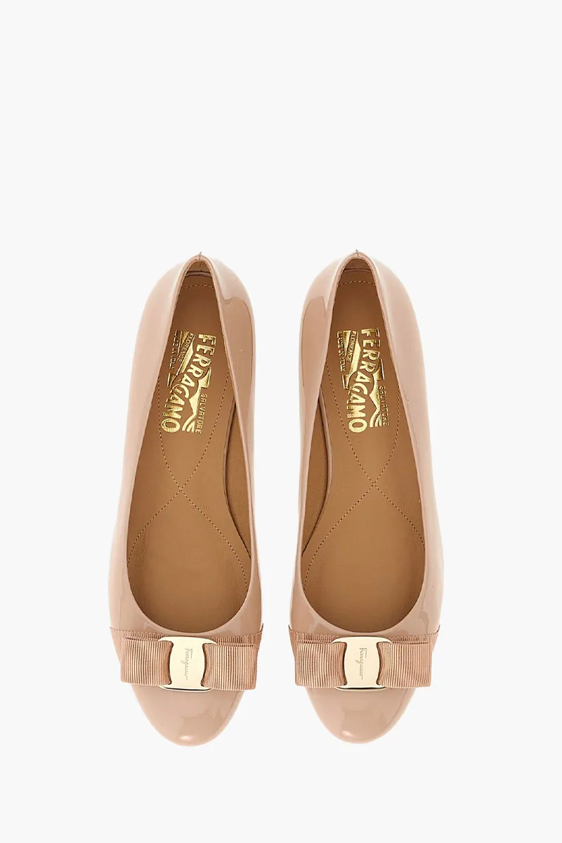 FERRAGAMO Women Varina Ballerina in Amaretti Patent Leather 3