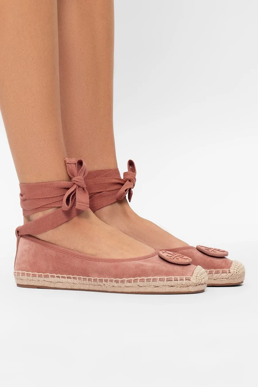 TORY BURCH Women Minnie Ballet Espadrilles in Malva Suede with Ankle Ties 3