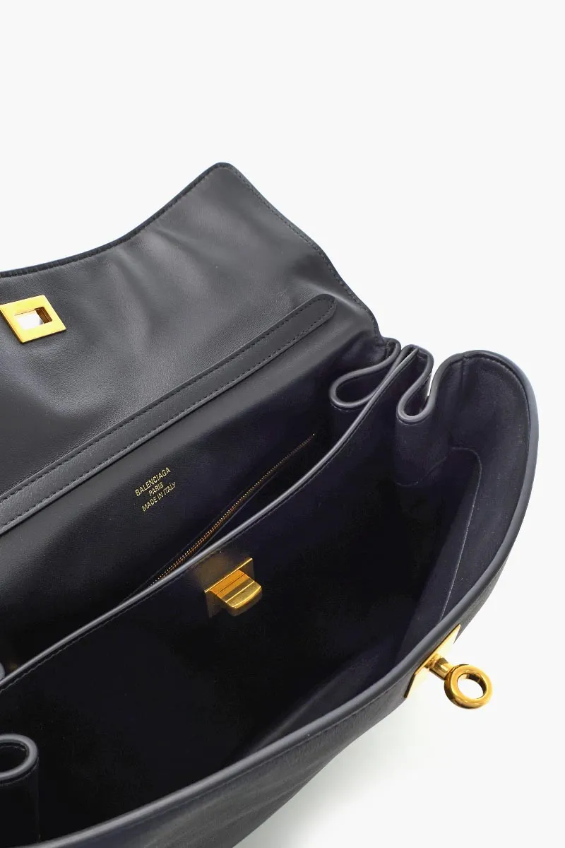 BALENCIAGA Medium Rodeo Handbag in Black Smooth Calfskin 3