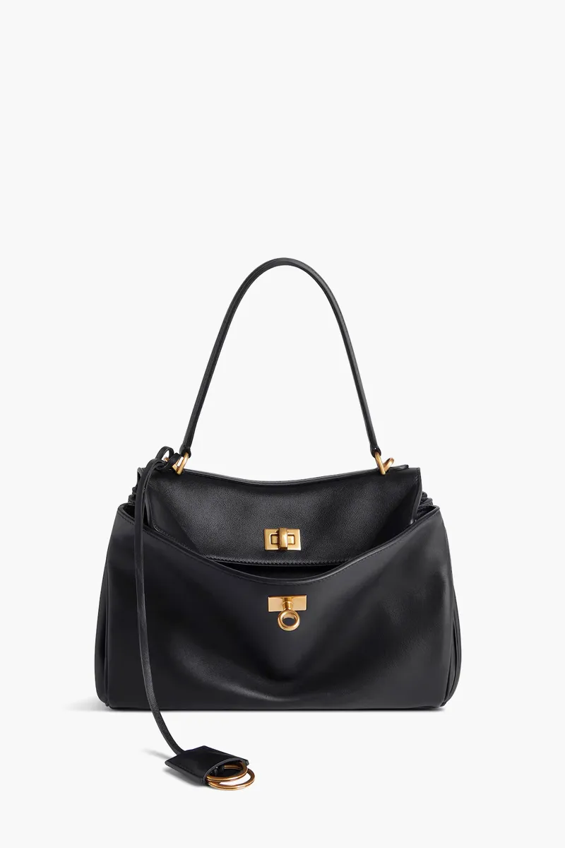 BALENCIAGA Small Rodeo Shoulder Bag in Black Smooth Calfskin GHW 0