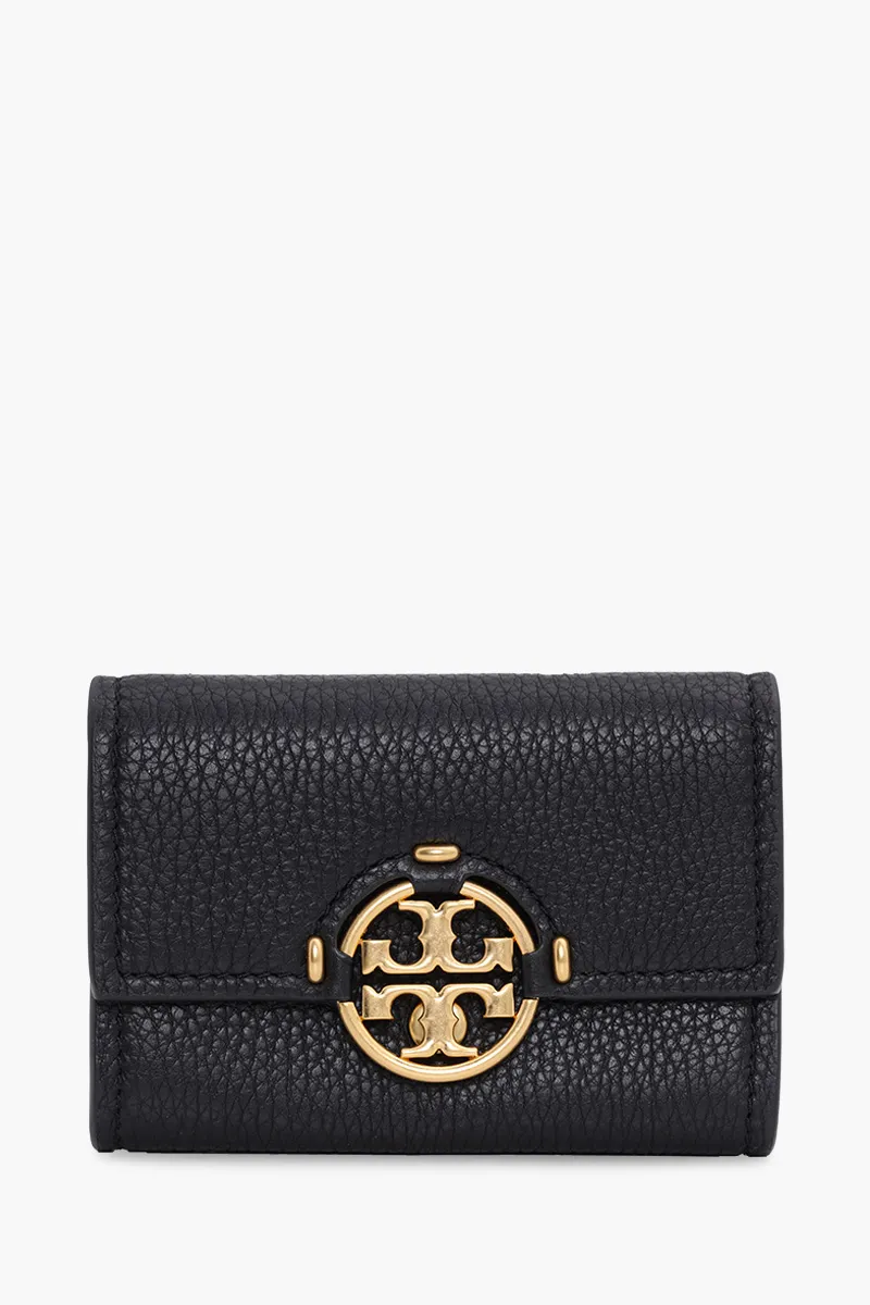 TORY BURCH Mini Miller Wallet in Black Grained 0