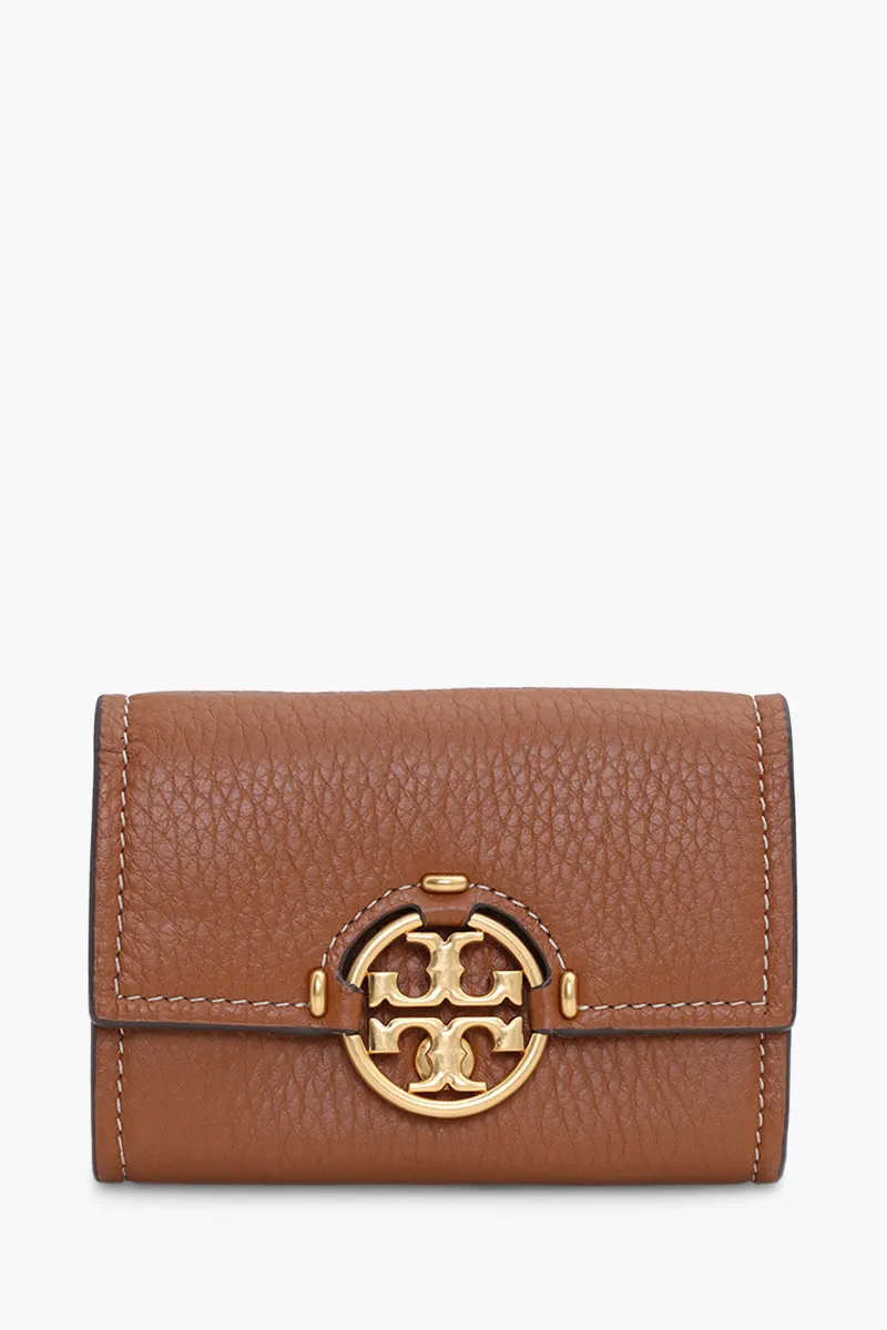 TORY BURCH Mini Miller Wallet in Light Umber Grained 0