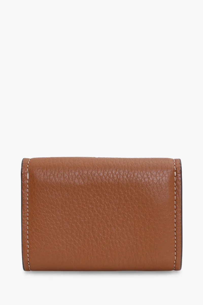 TORY BURCH Mini Miller Wallet in Light Umber Grained 1