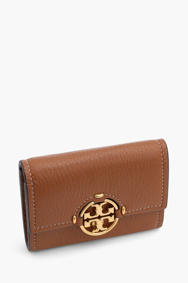 TORY BURCH Mini Miller Wallet in Light Umber Grained 2