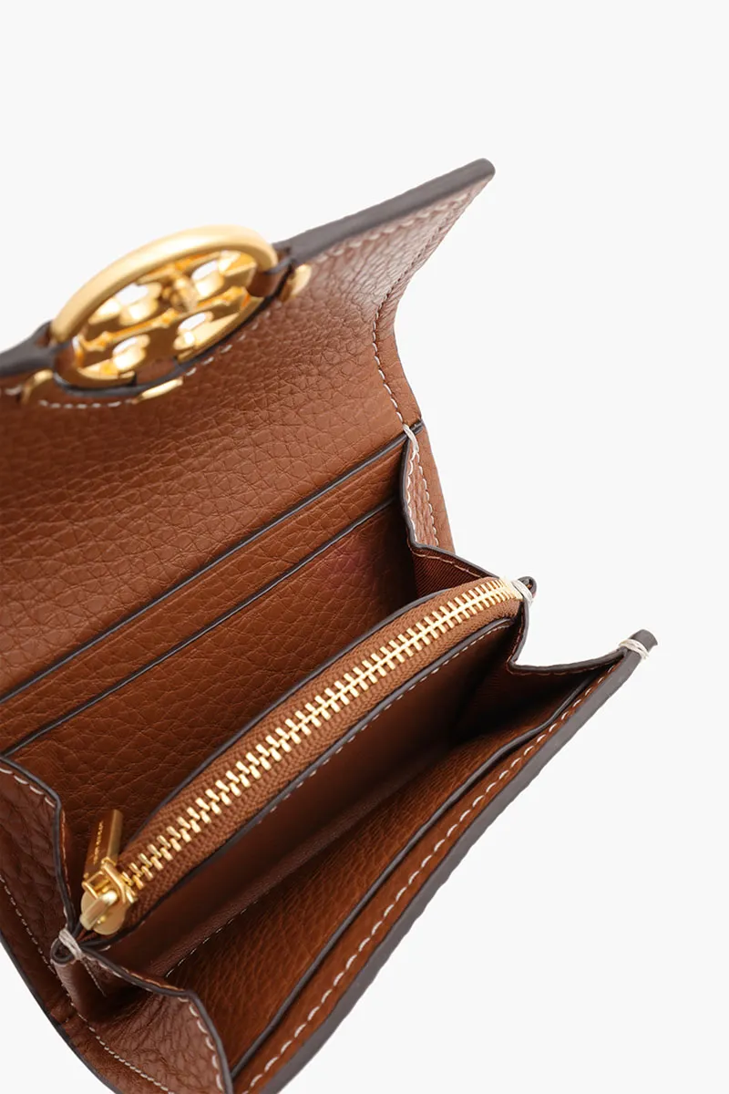 TORY BURCH Mini Miller Wallet in Light Umber Grained 3