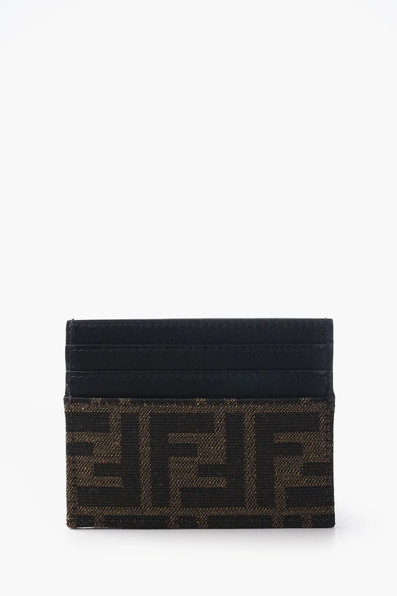 FENDI FF Fendi Roma Lettering Card Holder in Brown/Tobacco 2