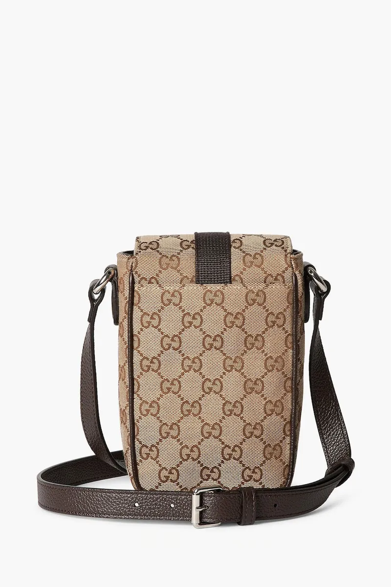 GUCCI Mini Original GG Shoulder Bag in Beige/Ebony Canvas with Web 2