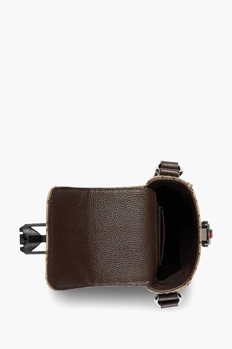 GUCCI Mini Original GG Shoulder Bag in Beige/Ebony Canvas with Web 3