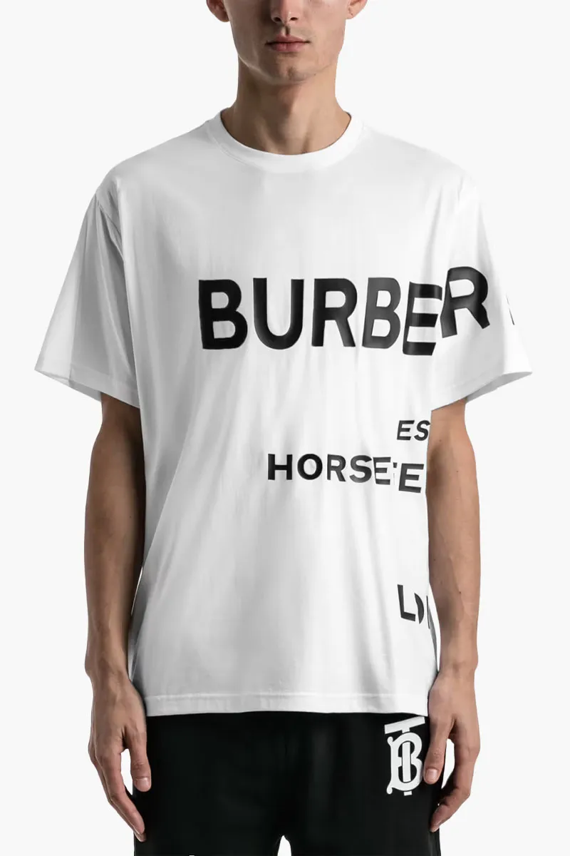 BURBERRY Men Horseferry Print Cotton Oversized T-Shirt in White 4