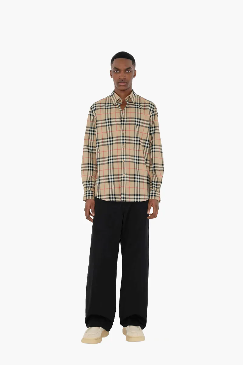BURBERRY Men Check Regular Fit Shirt in Archive Beige Cotton 1