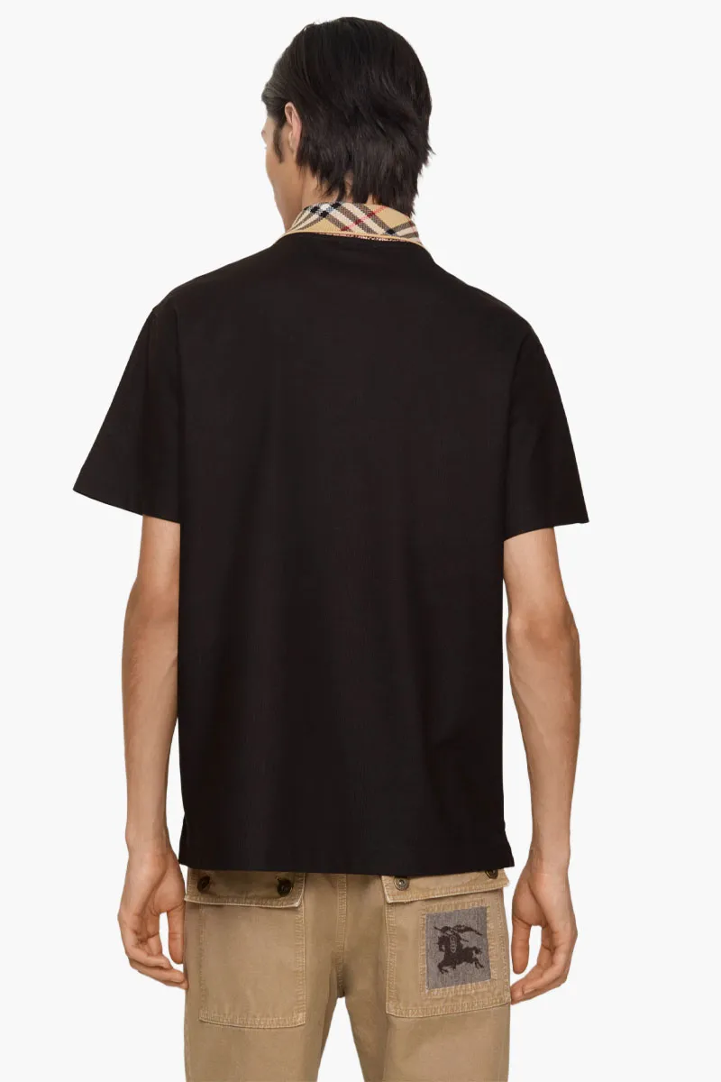 BURBERRY Men Check Colar Short Sleeve Polo Shirt in Clove Brown Cotton 2