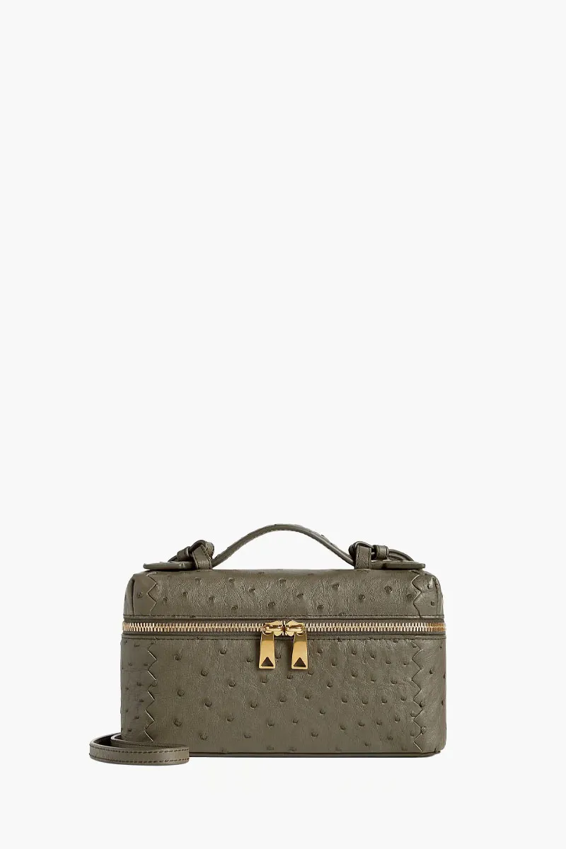 BOTTEGA VENETA Bang Bang Vanity Case Intrecciato Bag in Cypress Ostrich Leather GHW 0