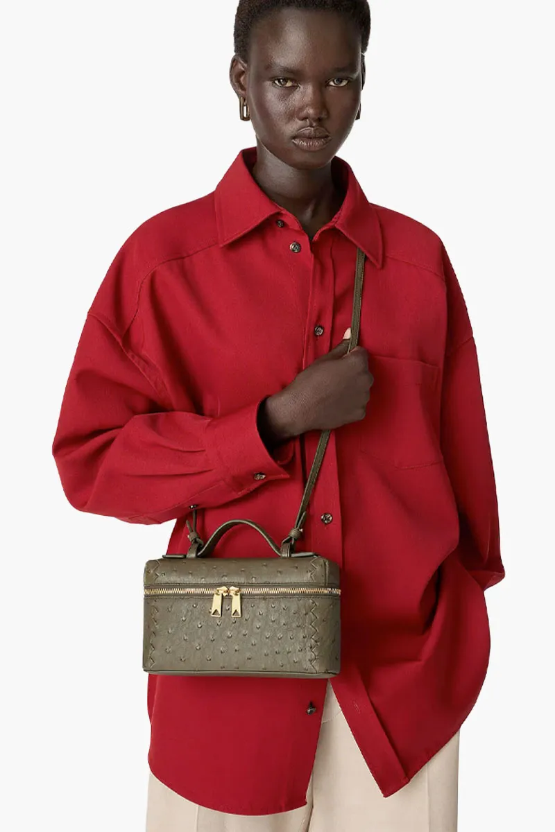 BOTTEGA VENETA Bang Bang Vanity Case Intrecciato Bag in Cypress Ostrich Leather GHW 3