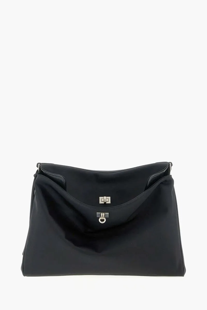 BALENCIAGA Medium Rodeo Messenger Bag in Black Nylon SHW 0
