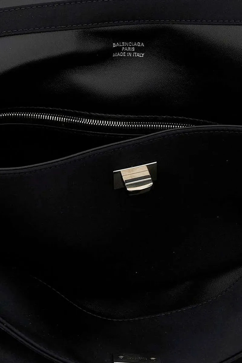 BALENCIAGA Medium Rodeo Messenger Bag in Black Nylon SHW 2