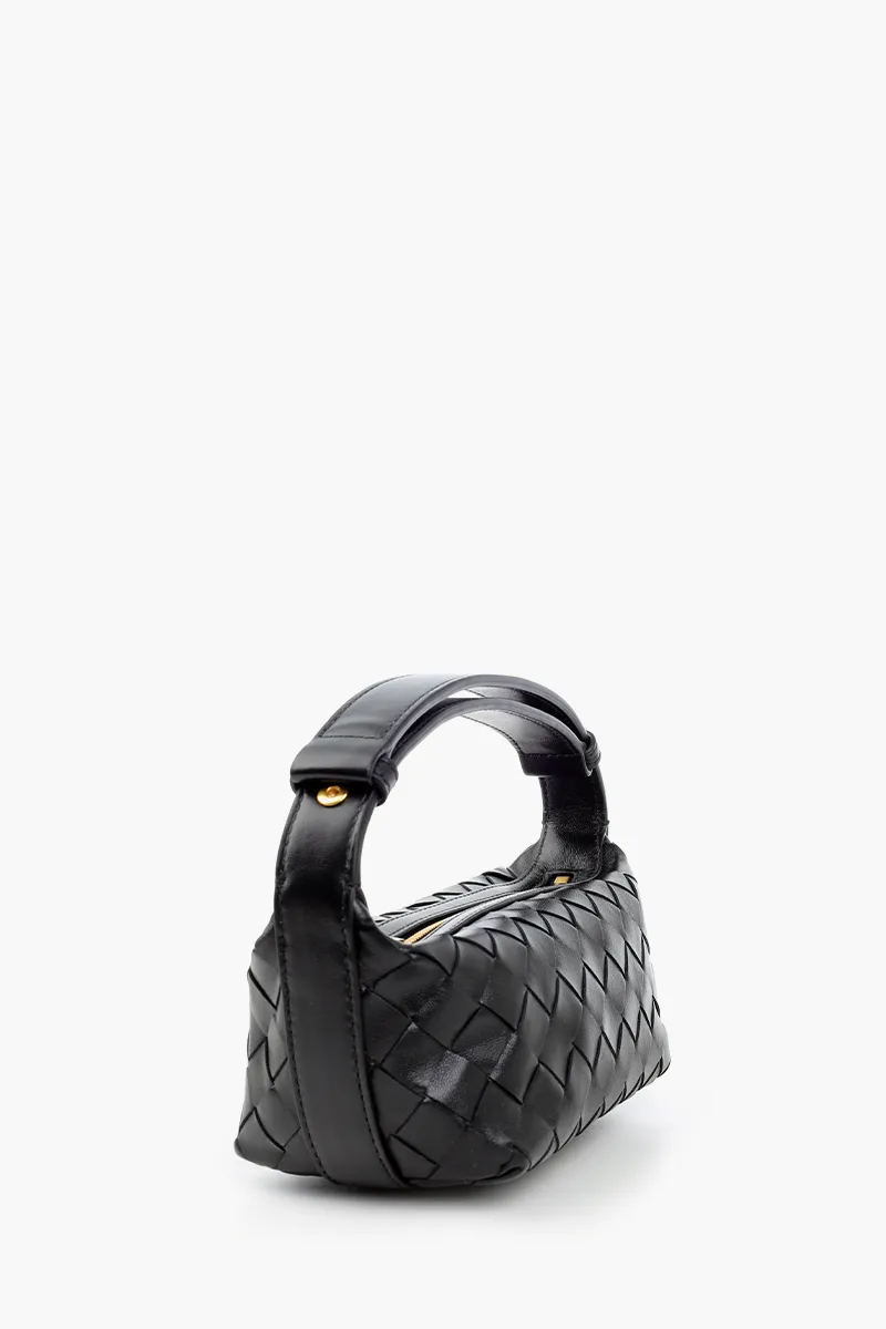 BOTTEGA VENETA Wallace Town Intrecciato Pouch Shoulder Bag in Black GHW Leather 1