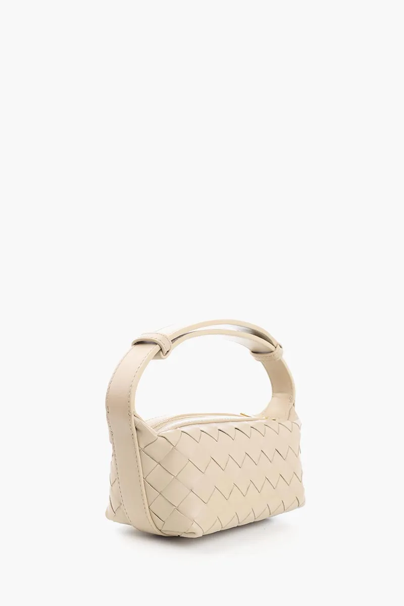 BOTTEGA VENETA Wallace Town Intrecciato Pouch Shoulder Bag in Ecru GHW Leather 1
