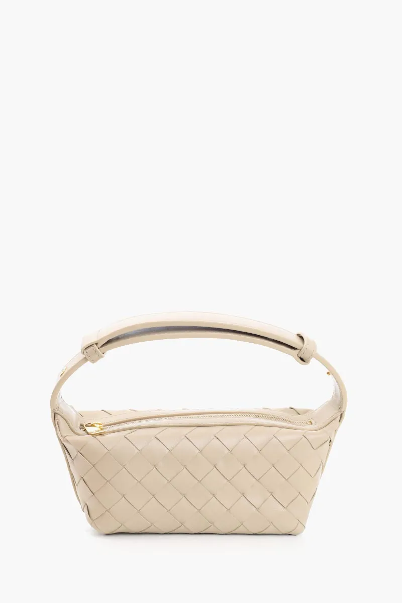 BOTTEGA VENETA Wallace Town Intrecciato Pouch Shoulder Bag in Ecru GHW Leather 2