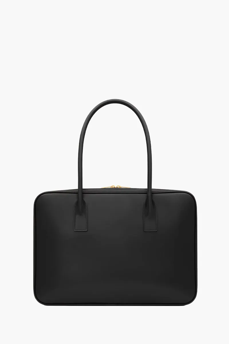 SAINT LAURENT Medium Sac De Jour Bauletto Bag in Black Box Leather Bronze Hardware 2