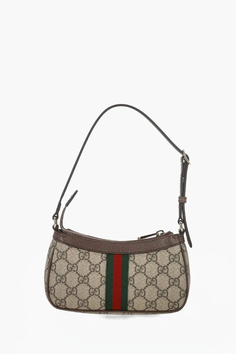 GUCCI Mini GG Ophidia Shoulder Bag in Beige/Dark Brown GG Monogram Coated Fabric 2