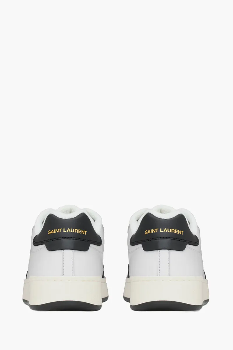 SAINT LAURENT Men SL/61 Low Top Sneakers in Optic White/Black Smooth Leather 1