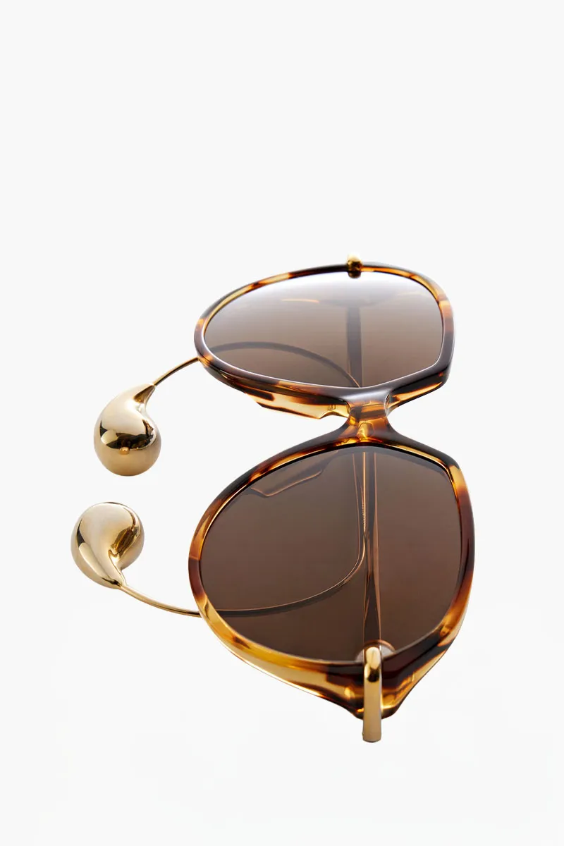 BOTTEGA VENETA Drop Square Sunglasses in Havana/Brown Acetate 1