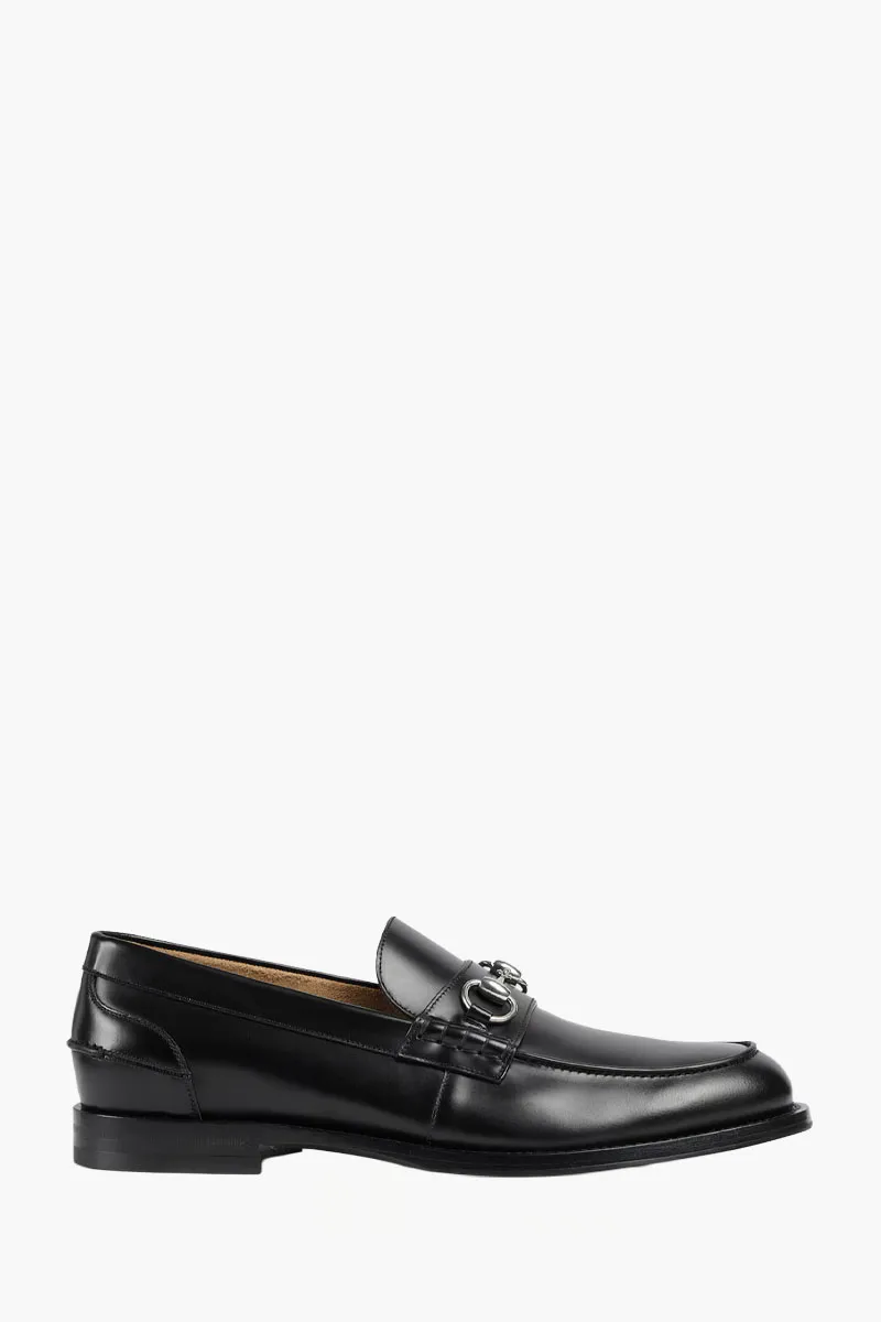 GUCCI Men Horsebit Loafers in Black Leather SHW 0