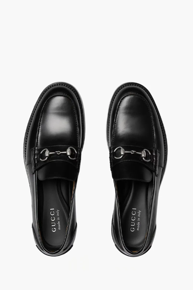 GUCCI Men Horsebit Loafers in Black Leather SHW 4