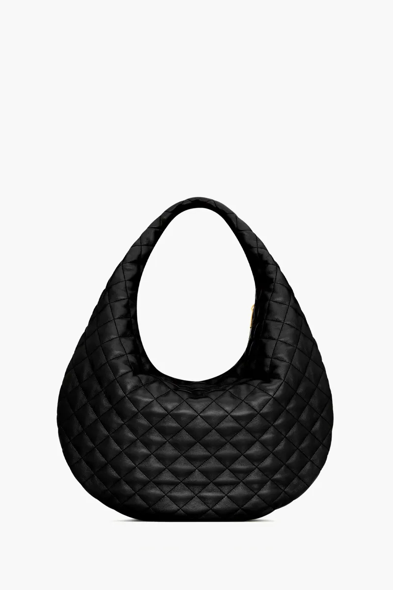 SAINT LAURENT Icare Hobo Bag in Black Quilted Nappa Lambskin Bronze Hardware 2