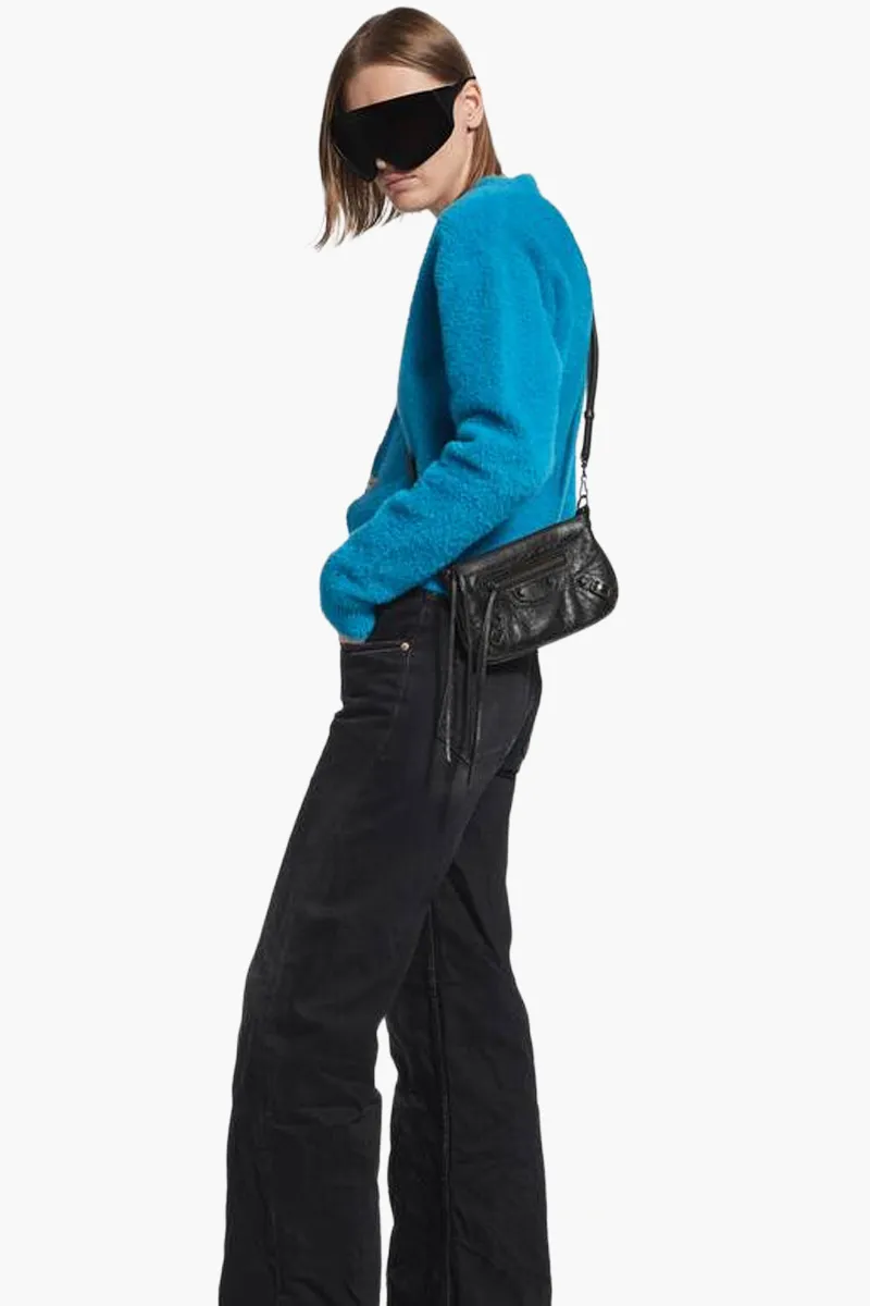 BALENCIAGA Le City Pouch On Strap in Black Arena Lambskin Brass Hardware 3