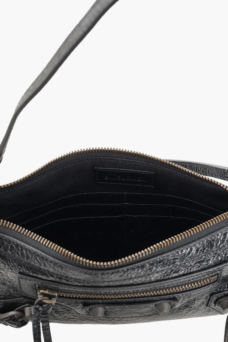 BALENCIAGA Le City Pouch On Strap in Black Arena Lambskin Brass Hardware 4