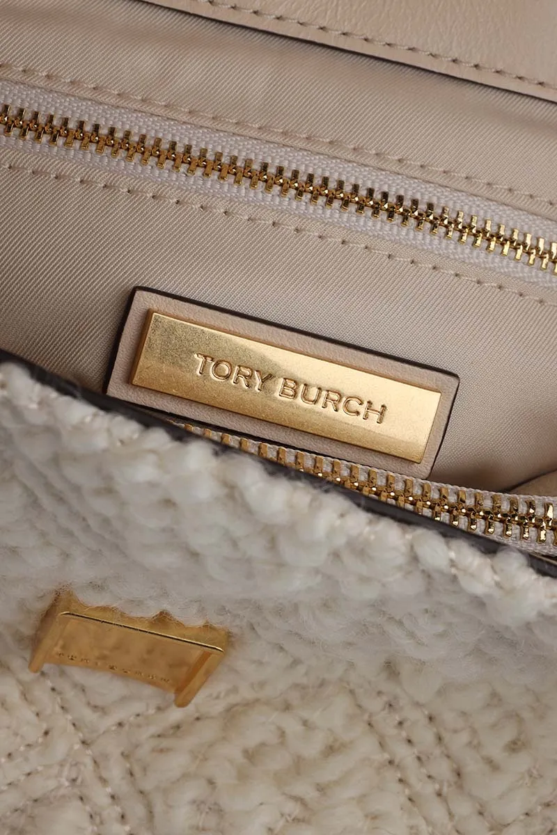 TORY BURCH Small Fleming Soft Convertible Boucle Shoulder Bag in New Cream 3