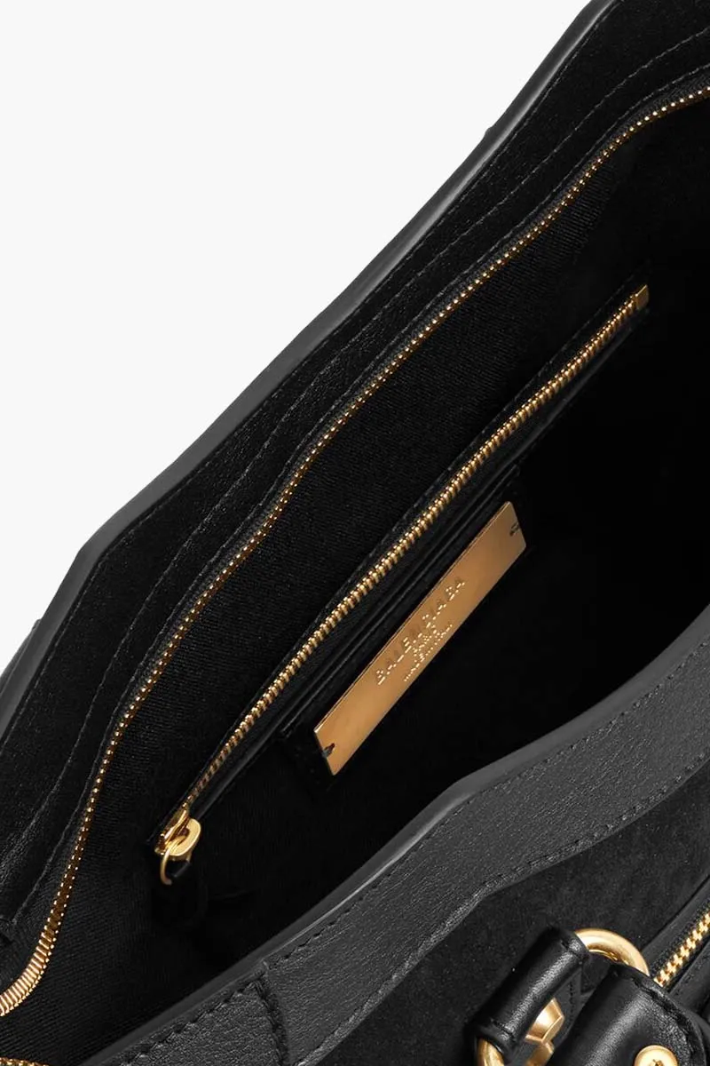BALENCIAGA Medium Le City Bag in Black Suede And Smooth Clafskin GHW 4