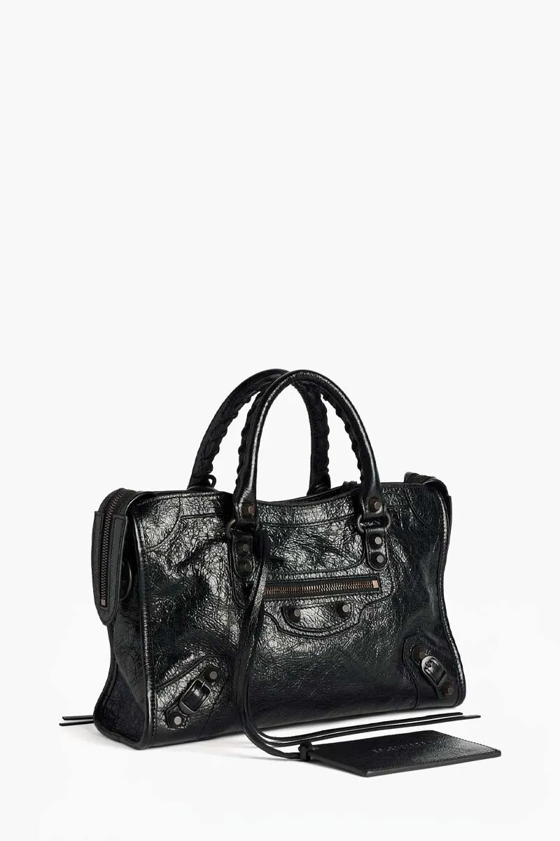 BALENCIAGA Small Le City Bag in Black Arena Lambskin BHW 1