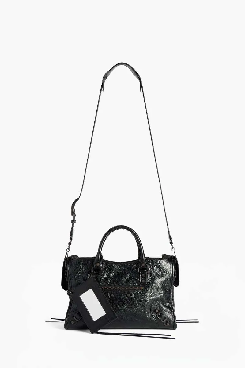 BALENCIAGA Small Le City Bag in Black Arena Lambskin BHW 3